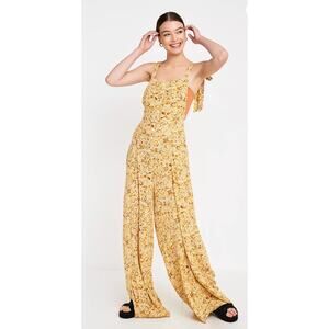NWT Free People Sugar Sands Floral Jumpsuit Camel Combo Yellow Floral LARGE